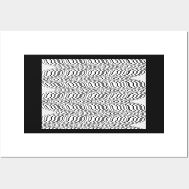 Moving curves optical illusion, black and white ikat pattern Wall Art by KINKDesign